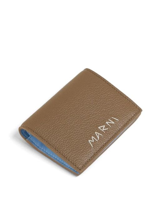Marni Natural Leather Bifold Wallet With Mending-Embroidery for men