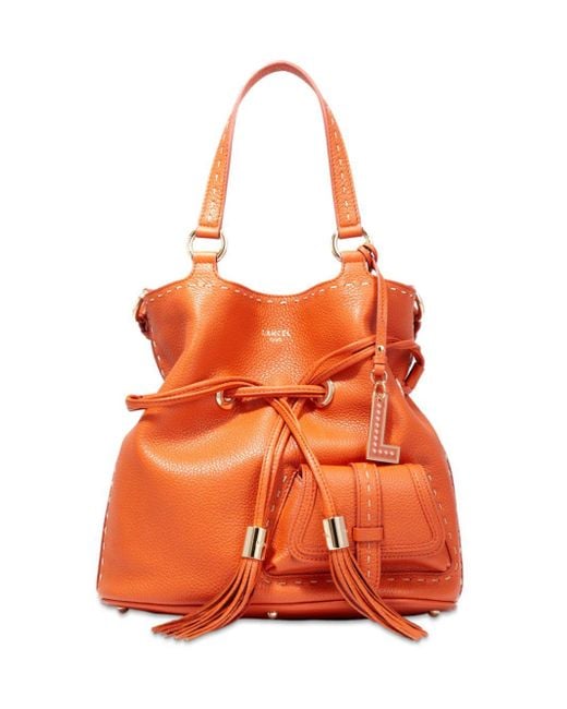 Lancel Orange Medium Premier Flirt Leather Bucket Bag