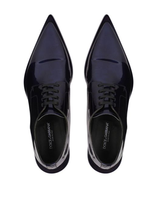 Dolce & Gabbana Blue Patent Leather Derby Shoes for men