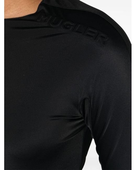 Mugler Black Logo-embossed Bodysuit