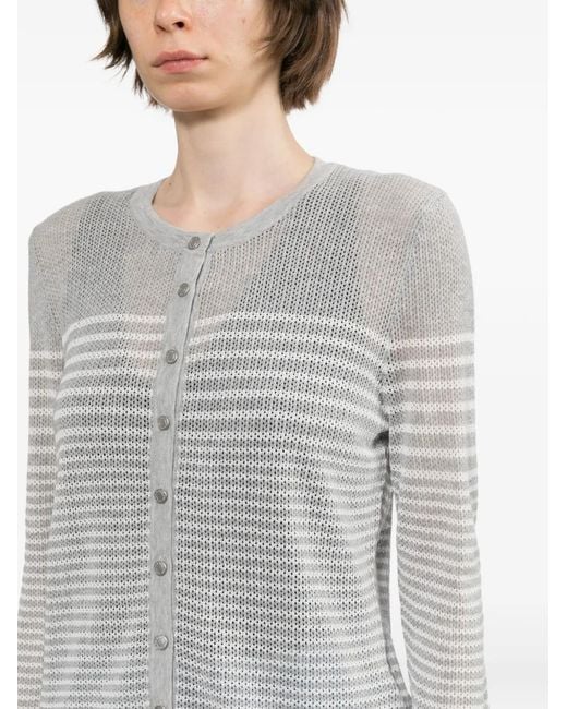 Rag & Bone White Striped Pointelle-Knit Cardigan