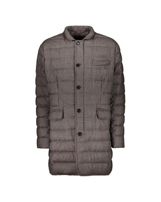 Moorer Gray Quilted High-Neck Coat for men