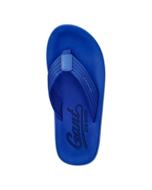 Gant Blue Logo-Print Braided Flip-Flops for men
