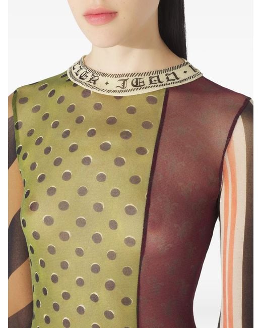 Jean Paul Gaultier Green Patchwork Printed Maxi Dress