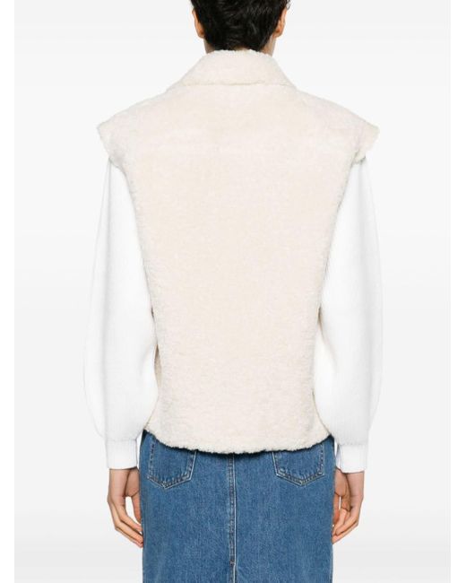 Faux-fur double-breasted jacket di Maje in White