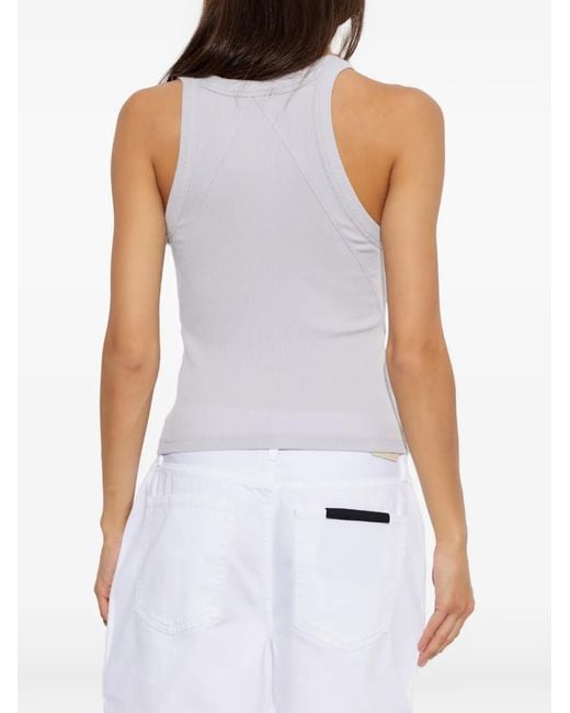 Rag & Bone White Ribbed-Knit Racerback Tank Top