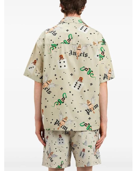 Palm Angels Natural Shirt With Print for men