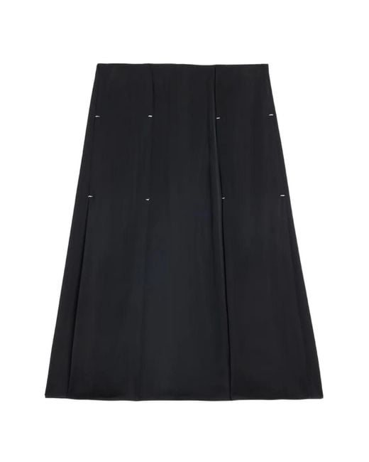 Jil Sander Black Fluid Viscose Pleated Skirt