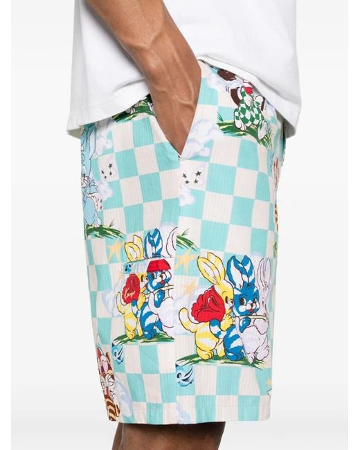 KENZO Blue Cartoon Elasticated Shorts for men