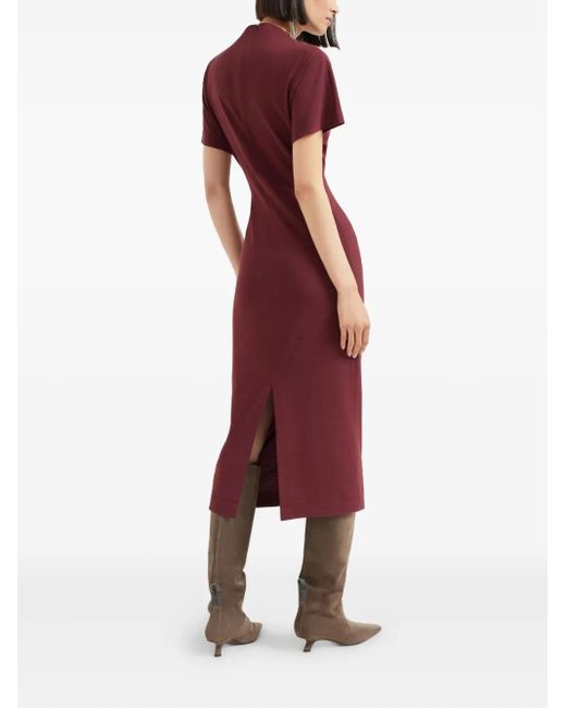 Abito Midi Con Cintura di Brunello Cucinelli in Red