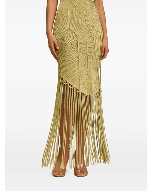 Cult Gaia Metallic Edina Fringe-Trimmed Strapless Midi Dress