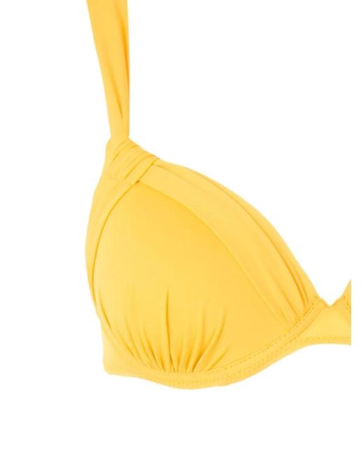 Amir Slama Yellow Ruched Detail Bikini Set