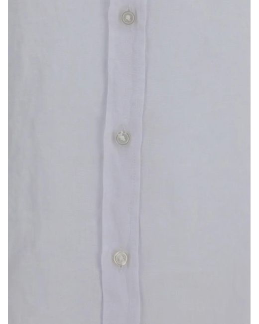 Boss White Button-Down Linen Shirt for men