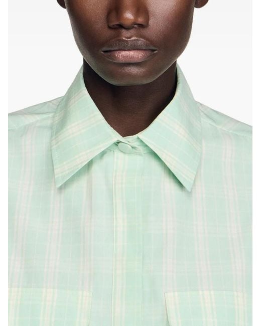 Sandro Green Short Checked Shirt