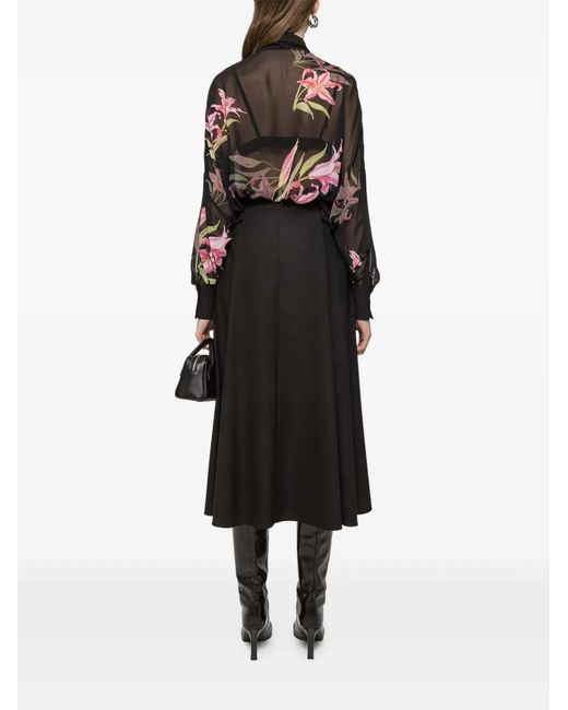 Nissa Black High-Waisted Midi Skirt