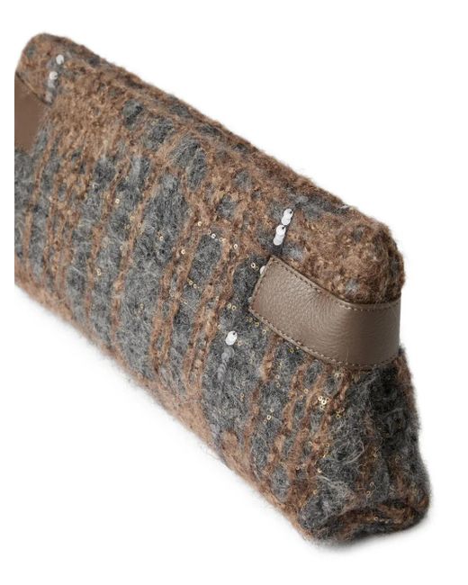 Brunello Cucinelli Gray Essence Clutch mit Pailletten