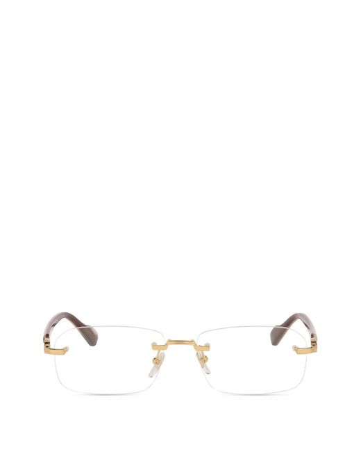 Gucci White Rimless Square-Frame Glasses for men