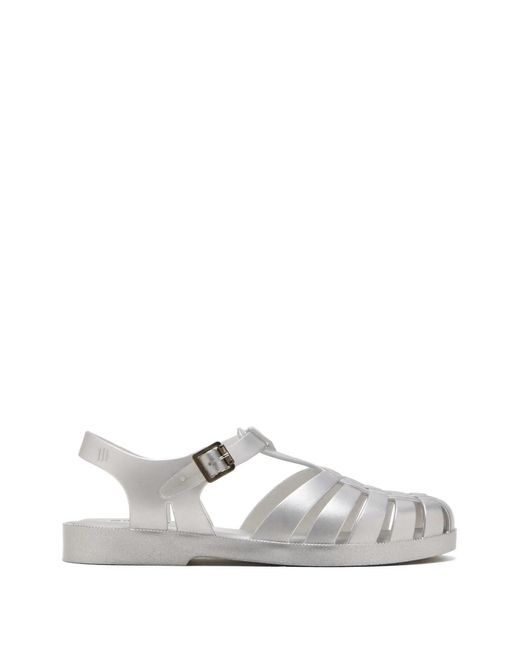 Melissa White Caged Buckle Sandals