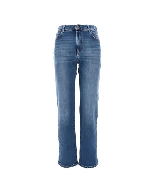 Weekend by Maxmara Blue Cotton Straight-Leg Jeans