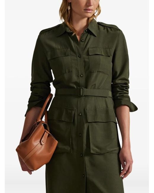 Polo Ralph Lauren Green Button-Up Shirt Midi Dress