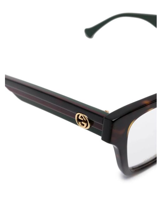 Gucci Black Logo-Plaque Square-Frame Glasses