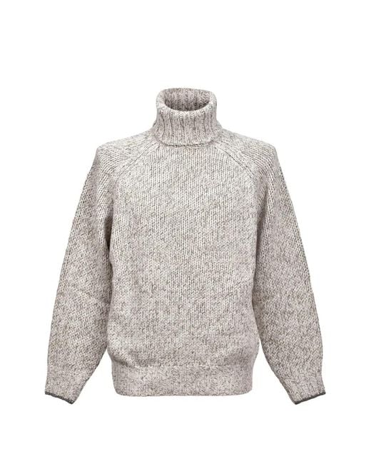 Brunello Cucinelli Gray Knitted Turtleneck Sweater for men