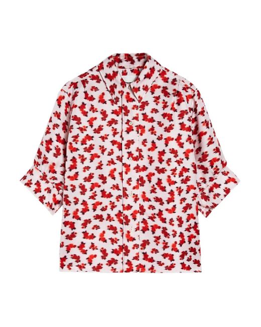 Jil Sander Red Floral-Print Shirt