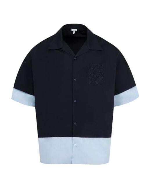 Loewe Blue Embroidered-Logo Shirt for men