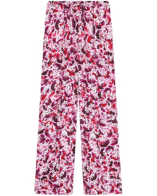 Dries Van Noten Red Graphic-Print Trousers