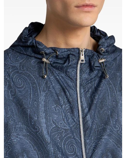Etro Blue Paisley-Print Jacket for men