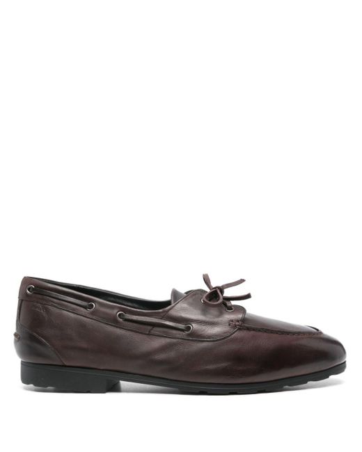 Bally Brown Leather Boat Shoes for men