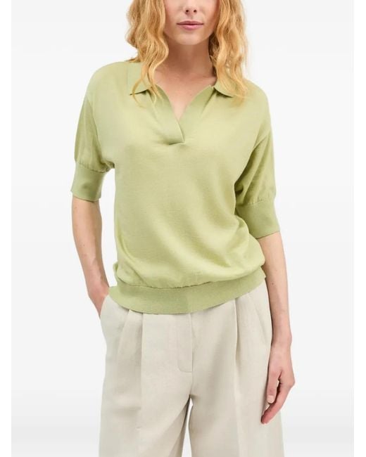 Skall Studio Green Amethyst Merino Wool Polo Shirt