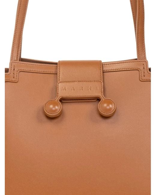 Marni Brown Leather Shoulder Bag