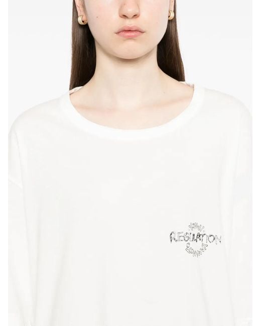 Yohji Yamamoto White Logo Print T-Shirt