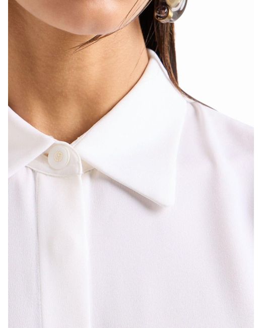 Giorgio Armani Zijden Overhemd Met Puntkraag in het White