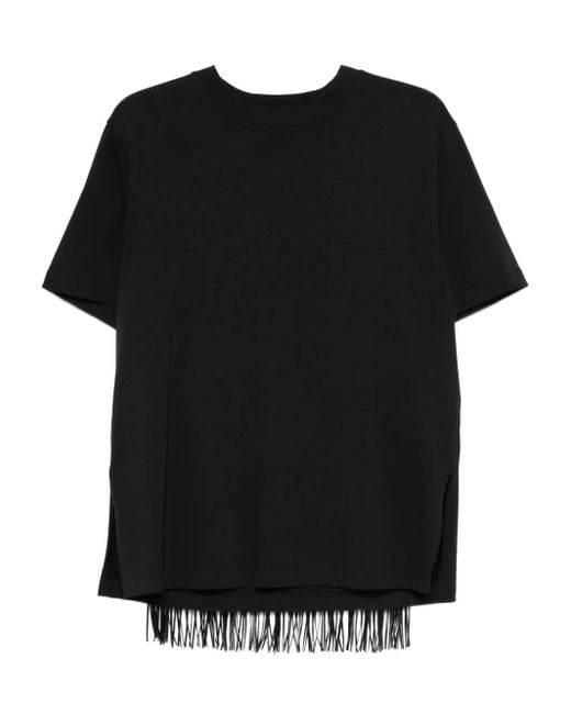 Sportmax Black Fringe-Detail T-Shirt