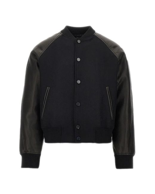 Givenchy Black Leather-Panelled Wool Bomber Jacket for men