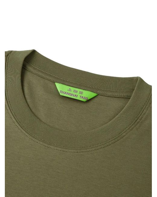 Shanghai Tang Green Fortune Logo-Patch T-Shirt for men