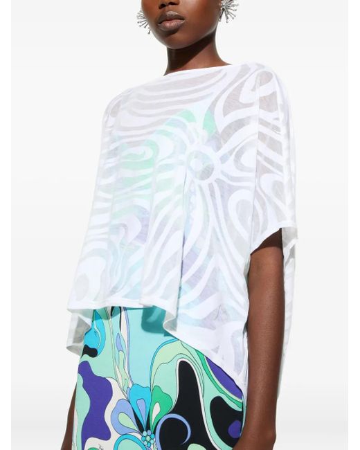 Emilio Pucci White Abstract-print jersey dress