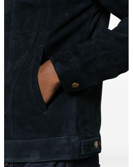 Nudie Jeans Blue Robby Nubuck Jacket - Men's - Goat Skin/polyamide/cotton for men