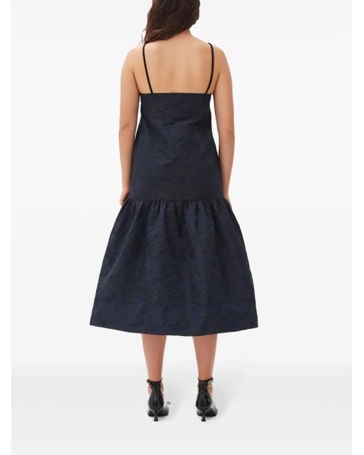 Ganni Midi-Jurk Met Jacquard in het Blue