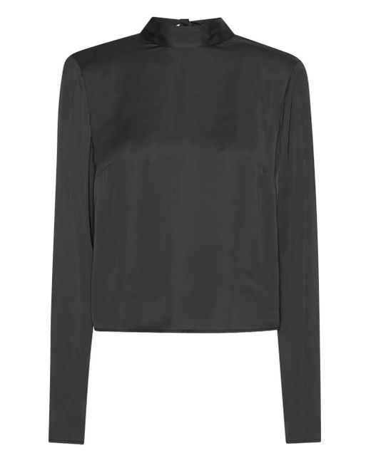 ROTATE BIRGER CHRISTENSEN Black Draped-Back Top