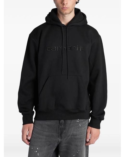 Carhartt Black Logo-Embroidered Hoodie for men