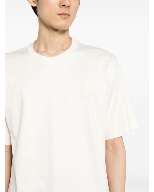 Fendi White Logo-embroidered Cotton T-shirt for men
