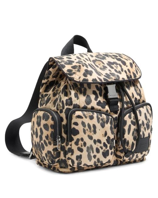 Bimba Y Lola Black Medium Leopard-Print Backpack