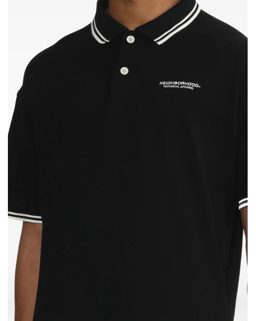Polo Con Bordi A Contrasto di Neighborhood in Black da Uomo