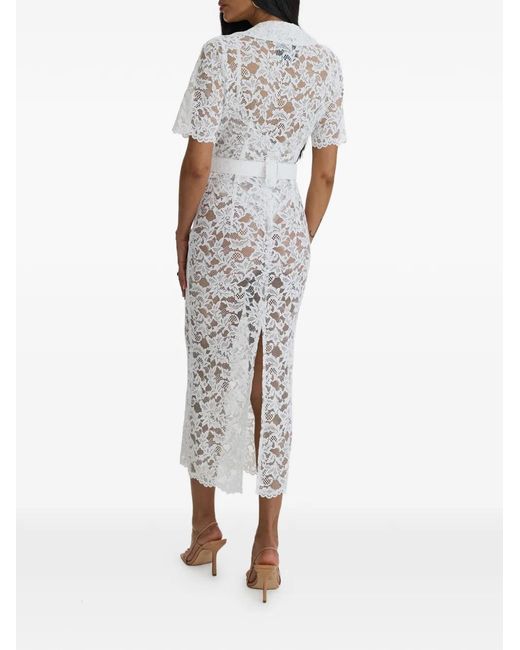 MOOS STUDIO White Affair Belted Floral-Lace Midi Dress