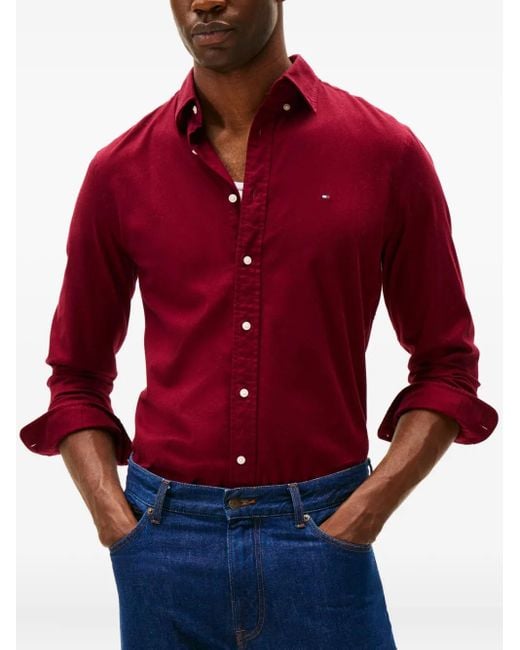 Tommy Hilfiger Red Flex Regular Fit Flannel Shirt for men