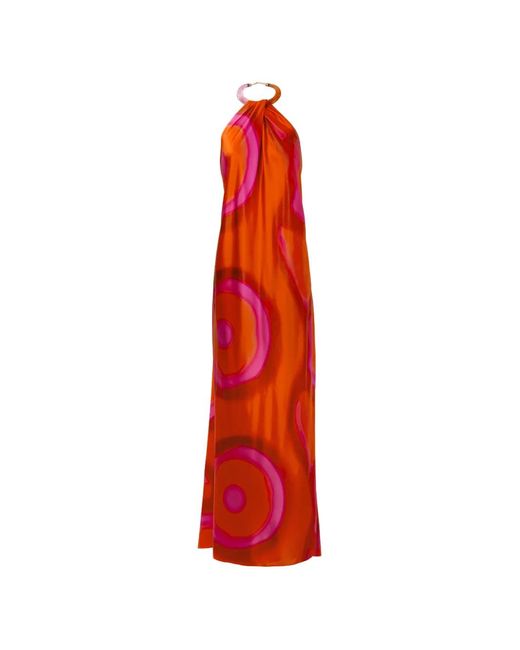 Silvia Tcherassi Red Jesse Halterneck Maxi Dress