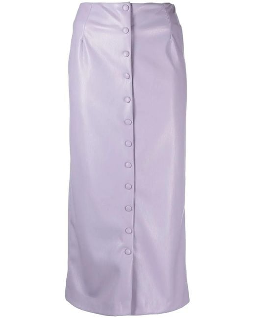 Erika Cavallini Semi Couture Purple Faux-Leather Pencil Skirt